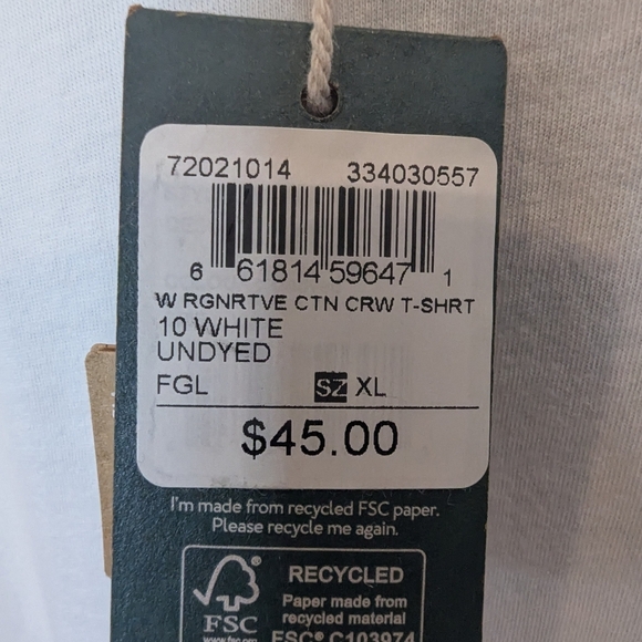 Tentree Regenerative Cotton Crew T-Shirt Undyed White Women's Size XL NWT - Picture 6 of 13